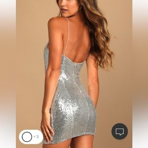 Lulus Silver Sequin Mini Dress